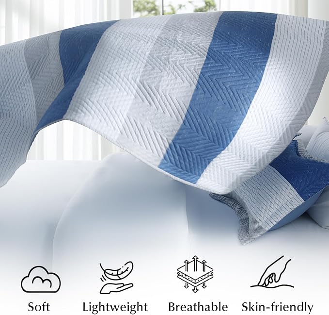 GOONE XL Queen Quilt Set 90"x96", Lightweight Spring & Summer Quilt Set - Image 6