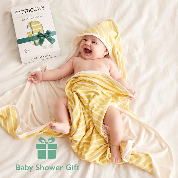 Momcozy Hooded Baby Towel, 2 Pack Baby Bath Towel Set - Image 4