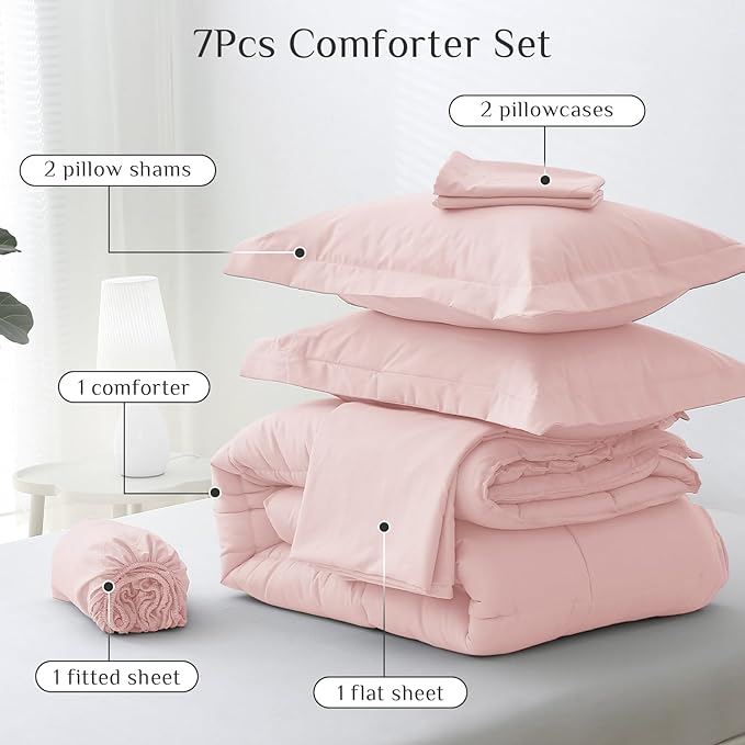 JOLLYVOGUE Queen Comforter Set, Ultra-Soft Bed in a Bag Queen Size 7 Pieces - Image 5