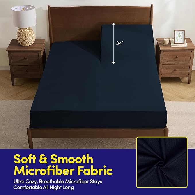 Split Head King Sheets Set for Adjustable Beds 4 Piece Flex Top Bed Sheets – - Image 3