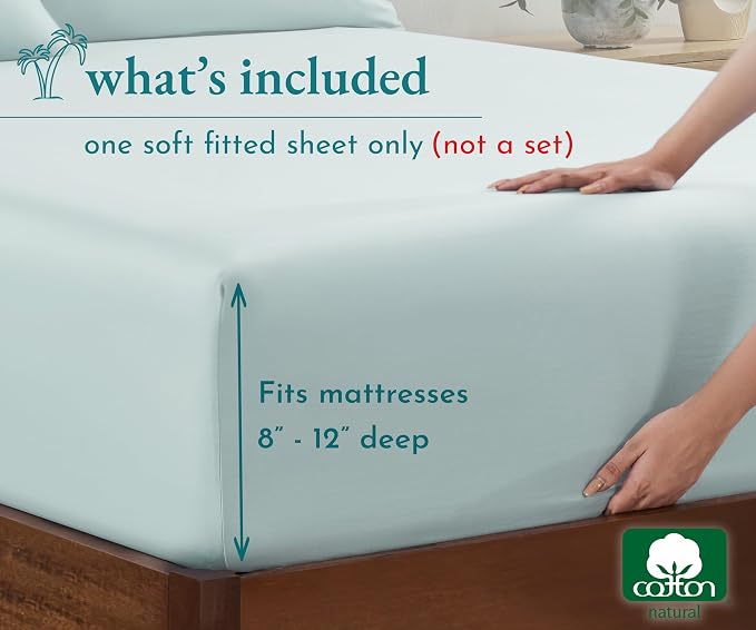 California Design Den Soft 100% Cotton Twin XL Fitted Sheet Only, Durable Sateen - Image 4