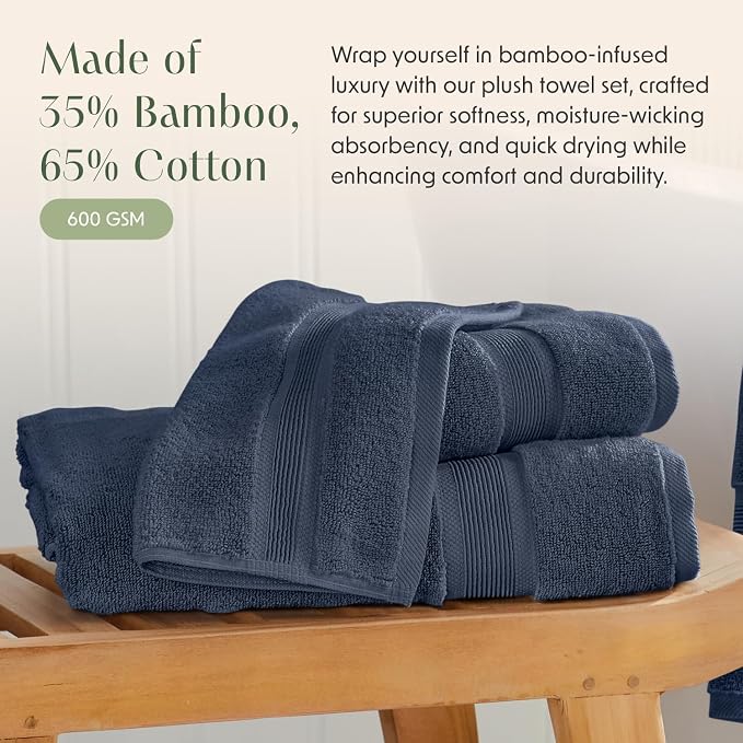 Springtree Home Luxury Viscose from Bamboo Bath Towel Set of 4 | 35% Viscose - Image 4