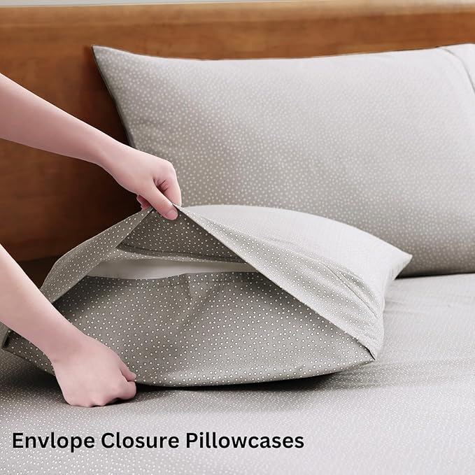 LANE LINEN 100% Organic Cotton Grey Queen-Sheets Set 4-Piece Long Staple - Image 5