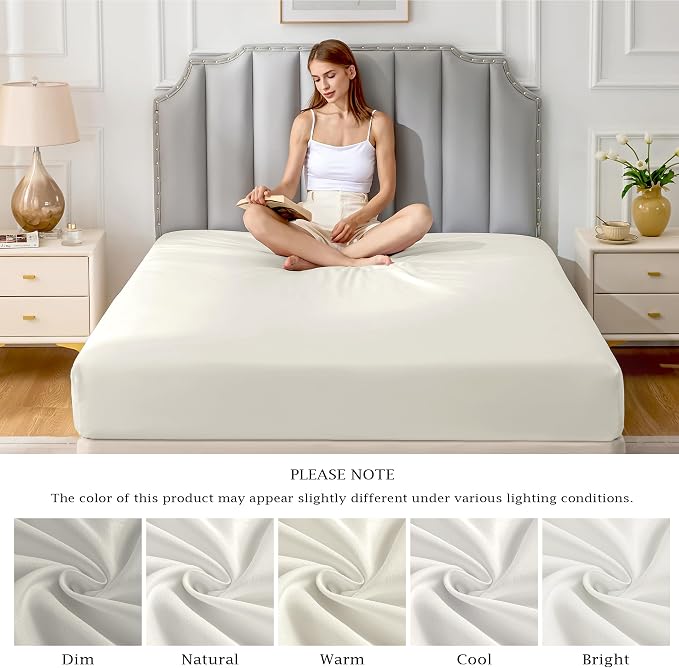 FreshCulture Pure Cotton Fitted Sheets Twin Size, 300 Thread Count Percale - Image 7