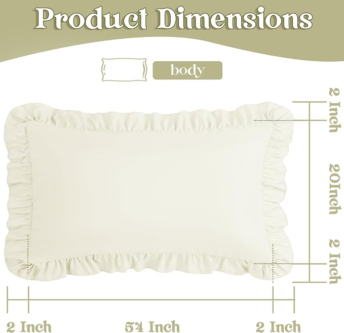 KKJIAF Ruffle Body Pillow Cases Set of 1, Ruffled Pillow Covers - Image 3