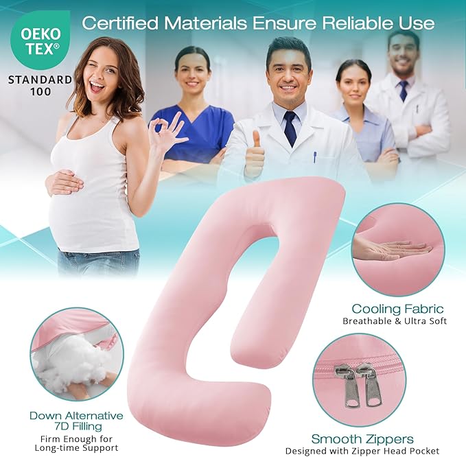 Sasttie Pregnancy Pillows for Sleeping, U Shaped Cooling Full Body Pillow - Image 3