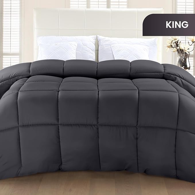 Utopia Bedding King Comforter Duvet Insert, Quilted Grey Comforter - Image 2