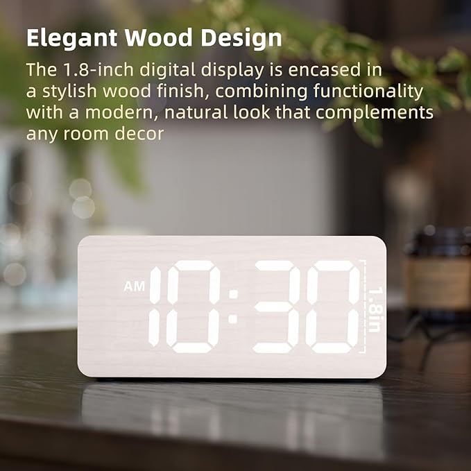 uscce Wooden Digital Alarm Clocks - Image 2