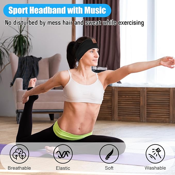 2-Pack Sleeping Headphones Wireless Bluetooth 5.4, Headband Headphones - Image 5