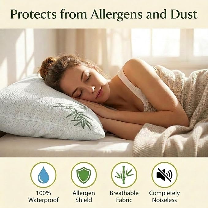 Four Seasons Essentials King Size Waterproof Pillow Protectors - Image 3
