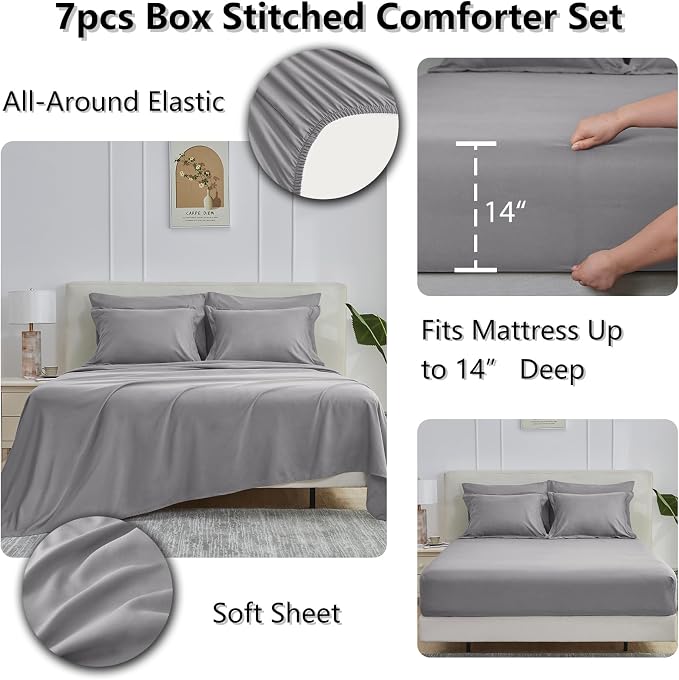 CozyLux Full Size Comforter Sets Grey - Image 4