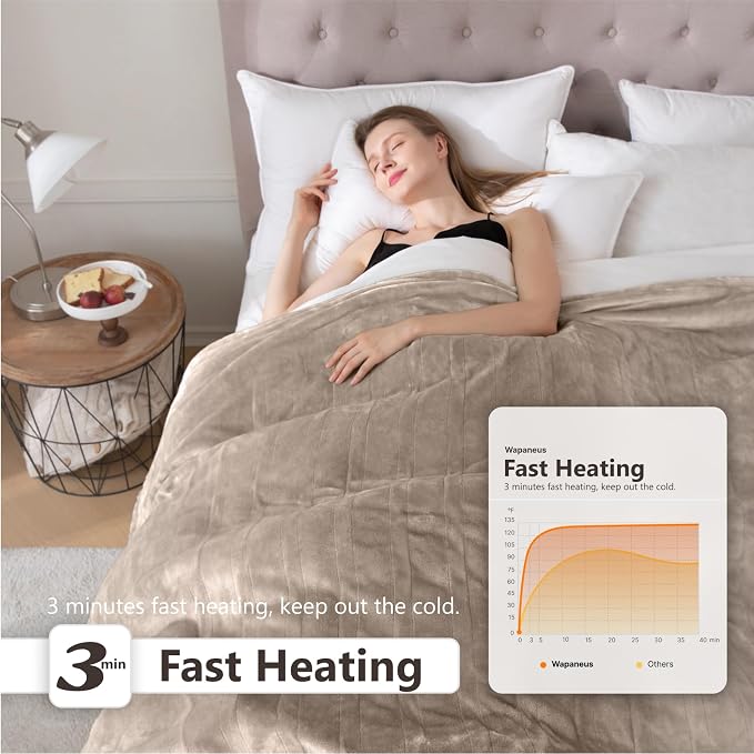 Wapaneus Heated Blanket Electric King Size 90"x100"-Dual Control - Image 3