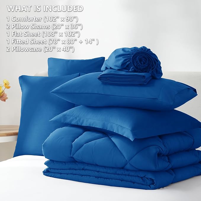 CozyLux King Size Comforter Set Classic Blue - Image 6