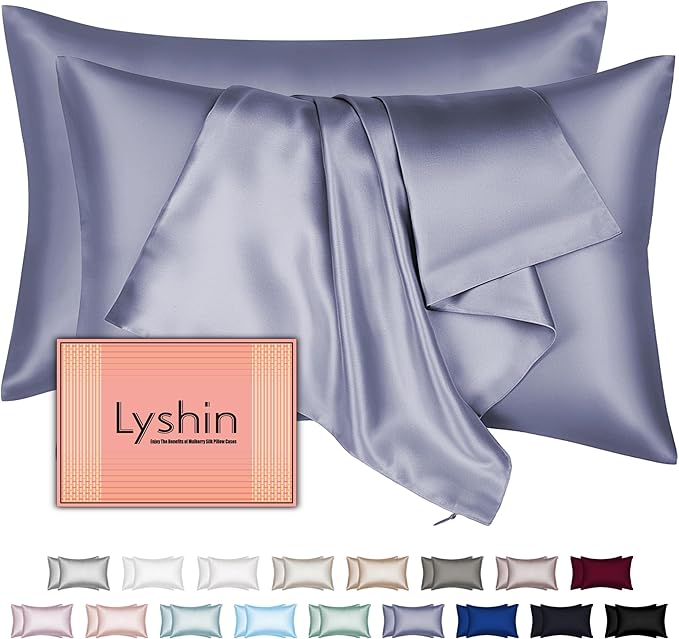 Silk Pillow Cases 2 Pack Queen Size by LYSHINSILKPILLOWCASES
