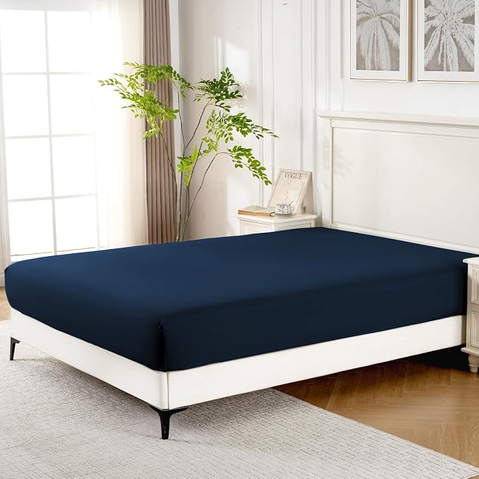 ROSE&RISY Navy Full Fitted Sheet, Soft and Breathable - Image 2