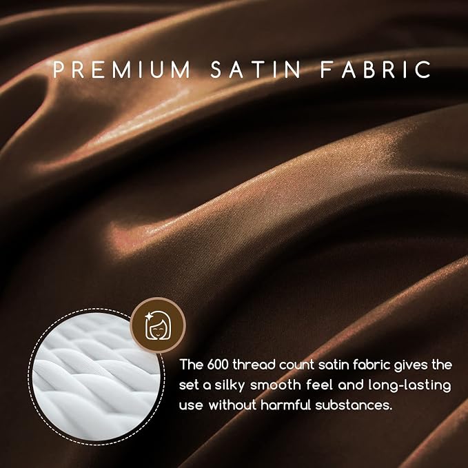 MR&HM Satin Bed Sheets, Queen Size Sheets Set - Image 3