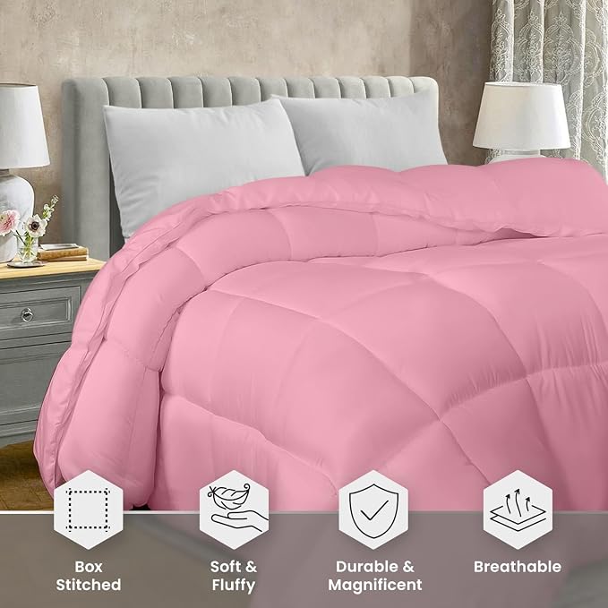 Utopia Bedding Queen Comforter Duvet Insert, Quilted Pink Comforter - Image 4