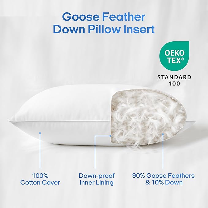 puredown® Cooling Goose Feather Down Pillow, King Size Bed Pillow Insert - Image 3