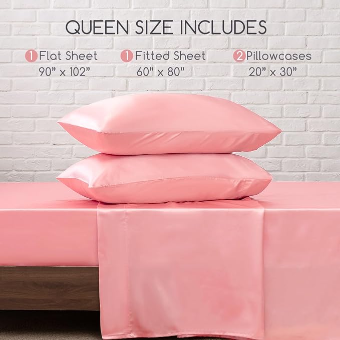 MR&HM Satin Bed Sheets, Queen Size Sheets Set - Image 7