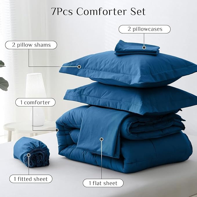 JOLLYVOGUE Full Comforter Set, Ultra-Soft Bed in a Bag Full Size 7 Pieces - Image 5
