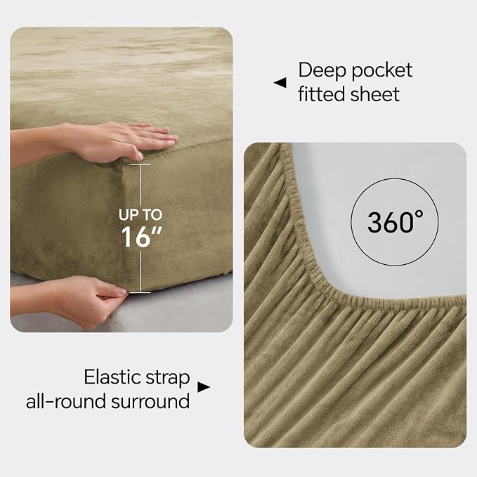 BEDELITE Flannel Sheets Queen Size Camel - Image 4