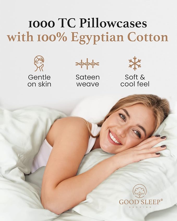1000 TC Sage Standard Pillowcases Set of 4 100% Egyptian Cotton Pillow Cases - Image 4