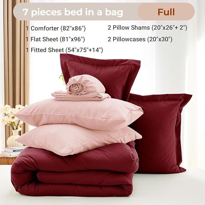 MUXHOMO 7 Pieces Full Comforter Set, Soft Bed in a Bag Full Size, All Season - Image 4
