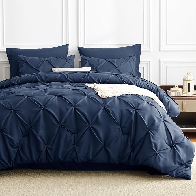 CozyLux California King Comforter Set Navy Blue - Image 8