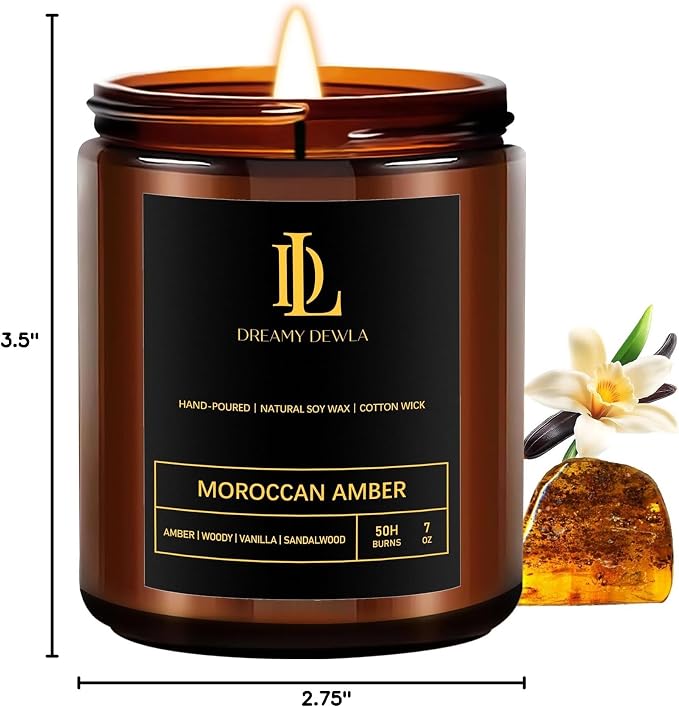 Scented Candles for Men, Moroccan Amber Candle for Home, Soy Wax Candles Gift - Image 7
