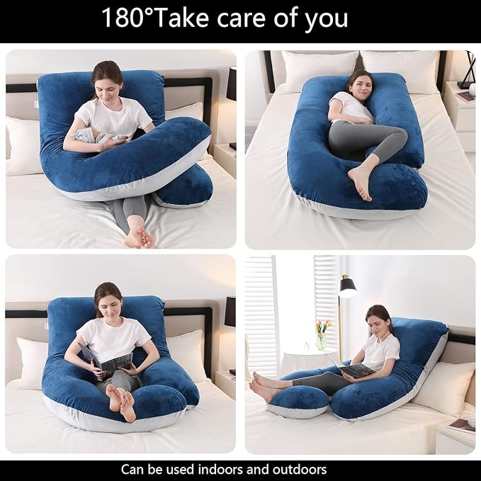 Jcickt Pregnancy Pillow J-Shaped Full Body Pillow, 59 inch - Image 2