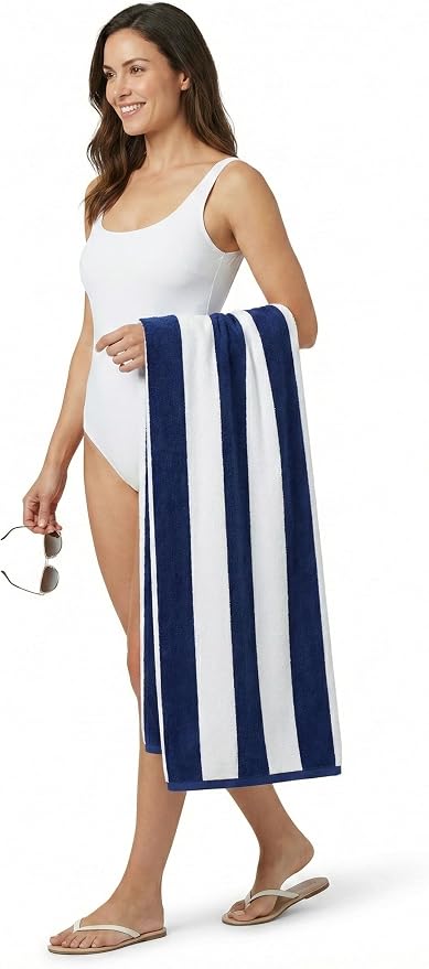 Velour Cabana Beach Towel 4 Pack, 30” x 60” Soft Plush Cotton Pool Towel - Image 5