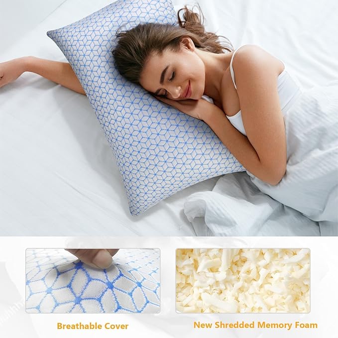 Love Attitude Shredded Memory Foam Pillows King Size Set of 2, Cooling Pillow - Image 2
