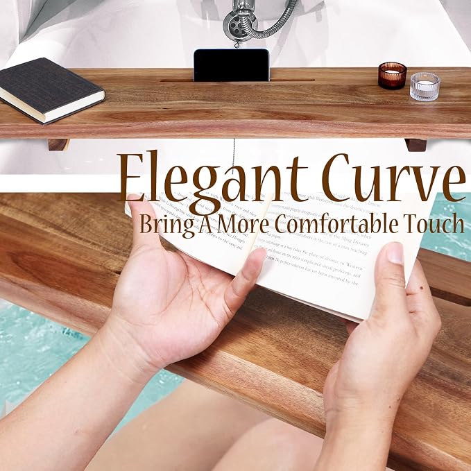 Premium 1.2IN Thickened Board Acacia Wood Bathtub Tray Caddy - Image 5