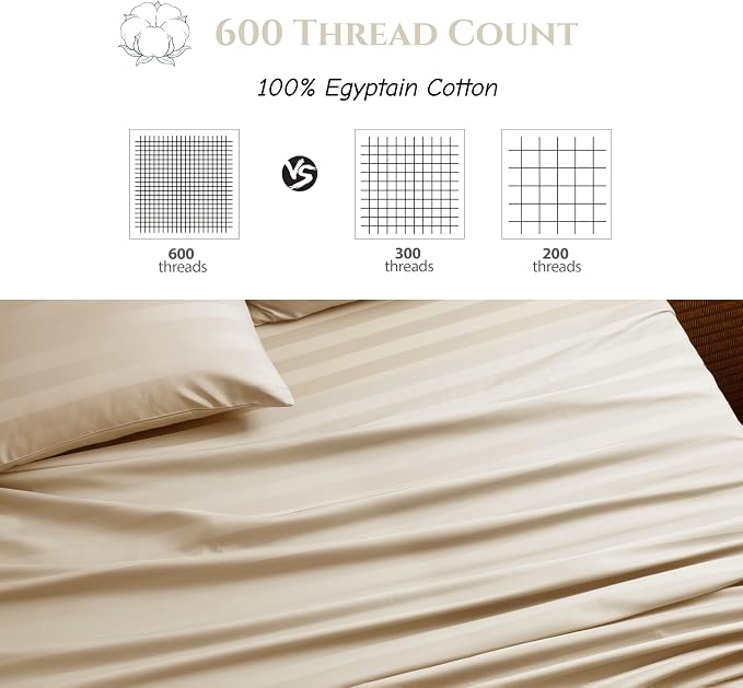 Cotton Flat Sheets Only, 600 TC 100% Cotton Flat Sheet Top Sheet Only, Full - Image 3