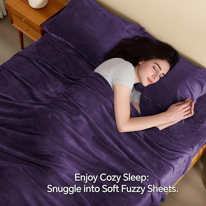 BEDELITE Flannel Sheets Full Size Purple - Image 3