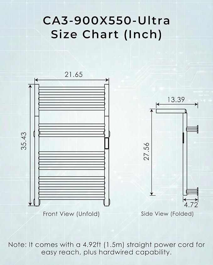 High-Density Foldable Heated Towel Rack, Smart Dual-Zone App/Voice Control - Image 7