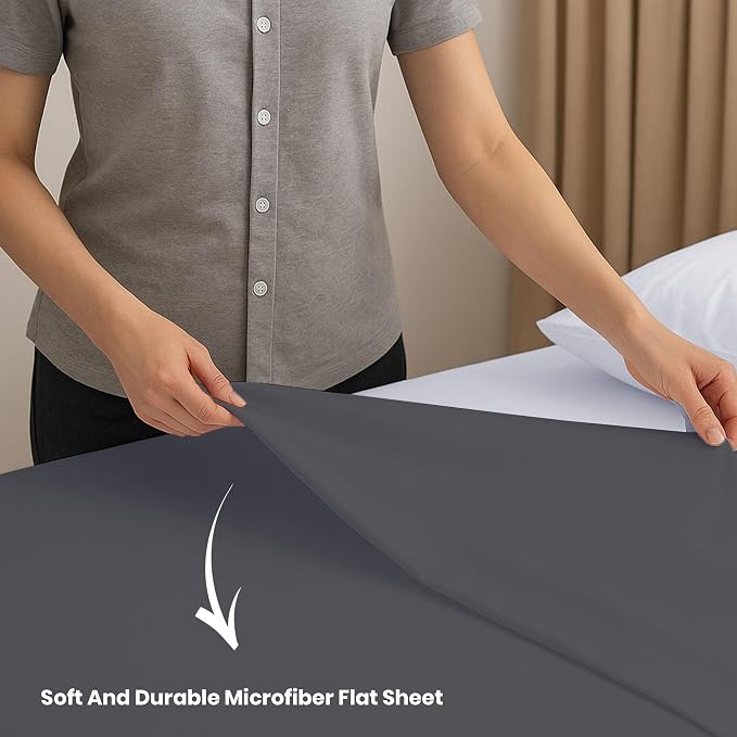 GOLD TEXTILES Full Flat Sheet 6 Pack – Brushed Microfiber Top Sheets - Image 3