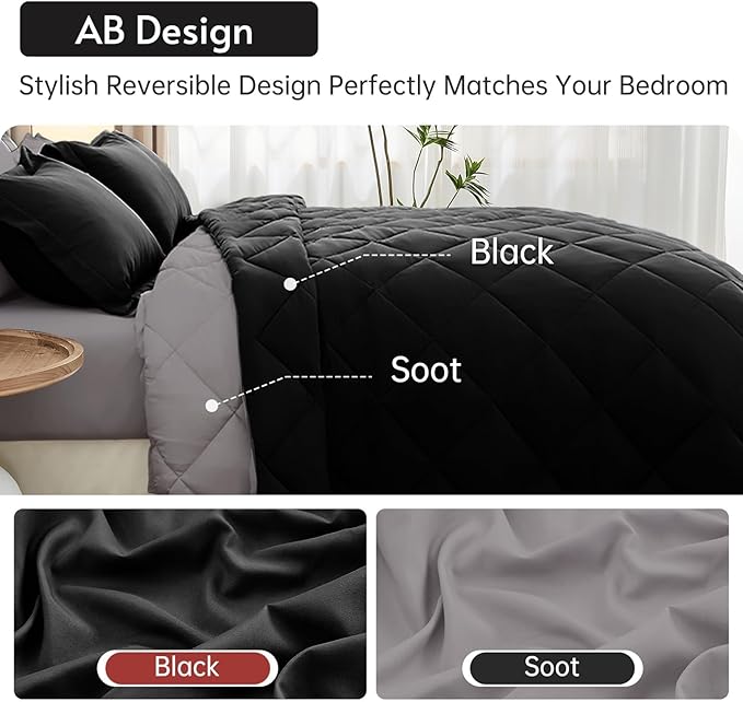 MUXHOMO 7 Pieces Queen Comforter Set, Reversible Bed in a Bag Queen Size - Image 3