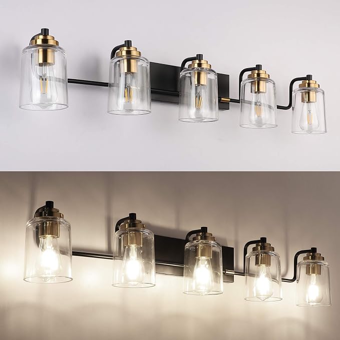 SOLFART Vintage Vanity Lights for Bathroom 5 Light Bathroom Vanity Light Black - Image 7