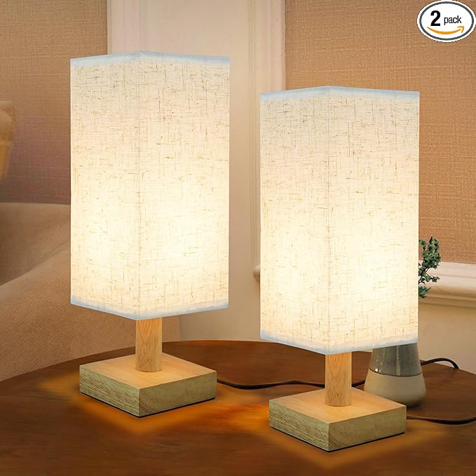SEENSINY Small Bedside Table Lamps Set of 2, Minimalist Nightstand Lamp Set of 2 by SEENSINY