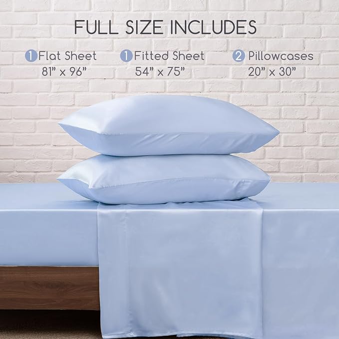 MR&HM Satin Bed Sheets, Full Size Sheets Set - Image 7