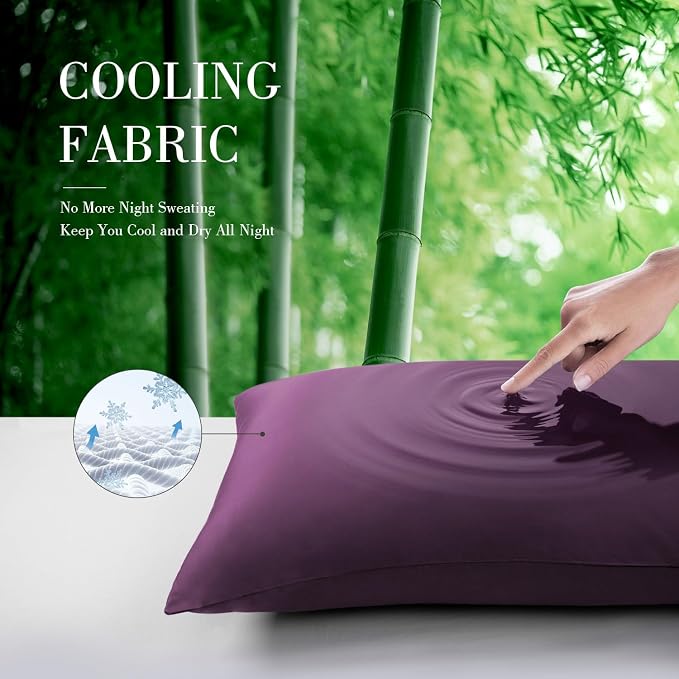 WishSmile Cooling King Pillow Cases Set of 2 Breathable Cool Silky Soft Rayon - Image 3