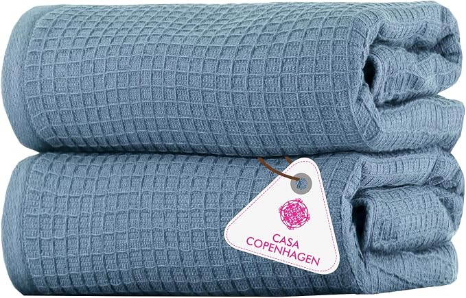 CASA COPENHAGEN Waffle 2Pcs 100% Egyptian Cotton Large Designer Bathsheet by CASACOPENHAGEN