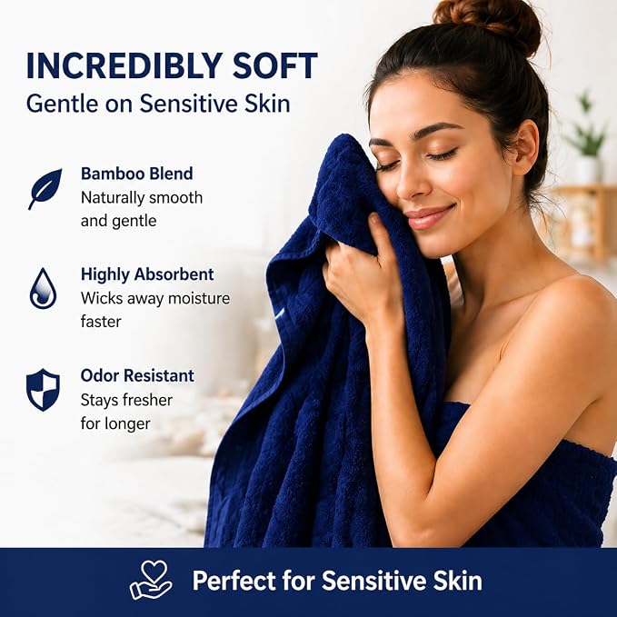 SEISSO 2 Pack Extra Large Bath Towels 63"x35", Bath Sheets - Image 2
