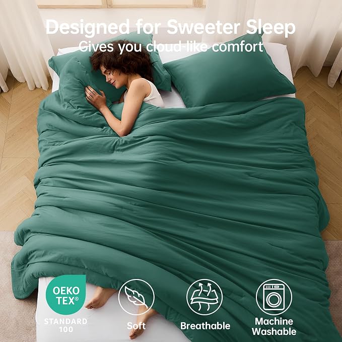 MUXHOMO King Size Comforter Set, All Season Ultra Soft Down Alternative Bedding - Image 2