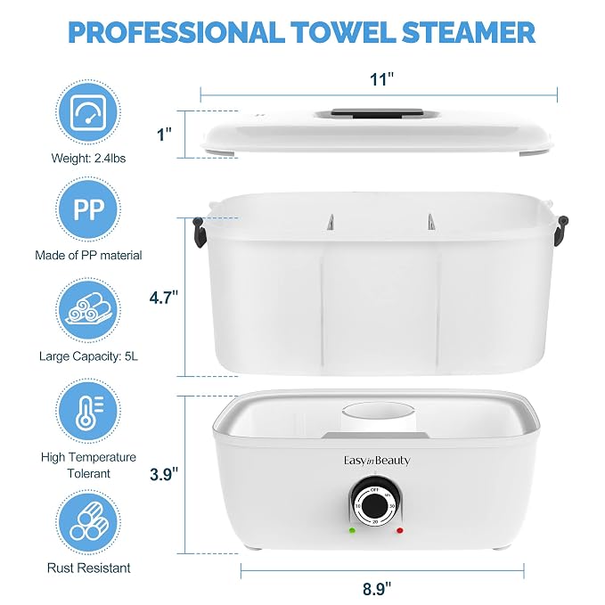 EASYINBEAUTY Hot Towel Warmers for Spa, Holds 16 Small Towels, 5L Portable - Image 5