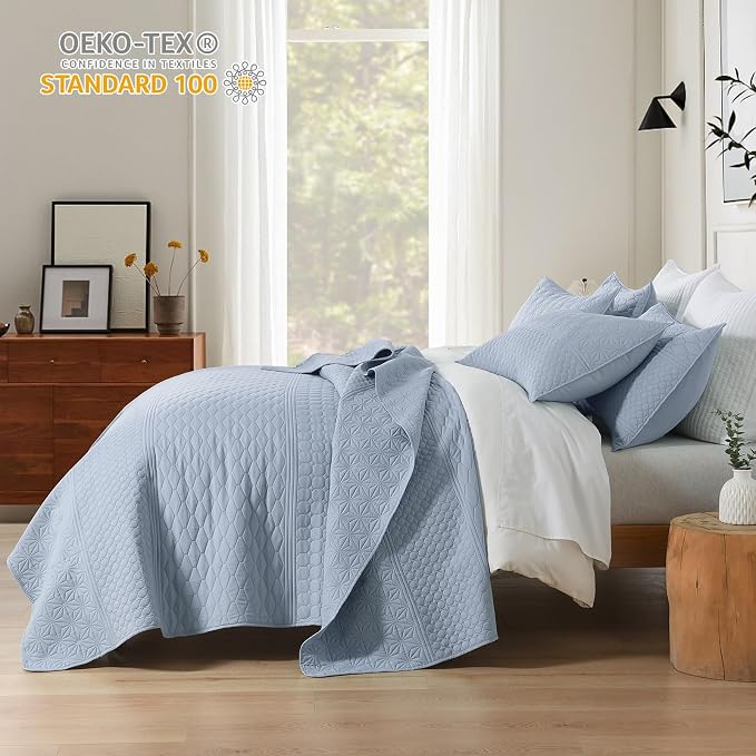 HORIMOTE HOME Light Blue King Size Quilt Set - Image 2
