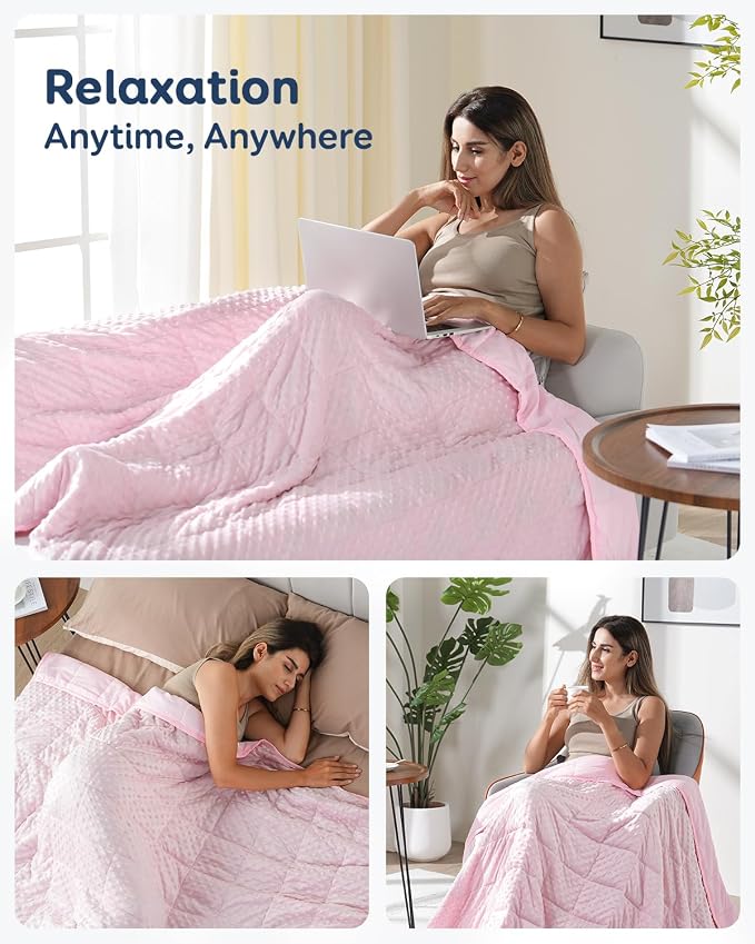 Kivik Weighted Blanket 12 lbs for Adults, Minky Dot Heavy Blankets, Microfiber - Image 5