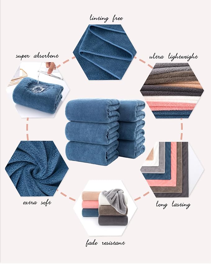 Lumimi Towels 6 Piece Soft Microfiber Bath Towel Set Salon Gym Yoga Travel - Image 4