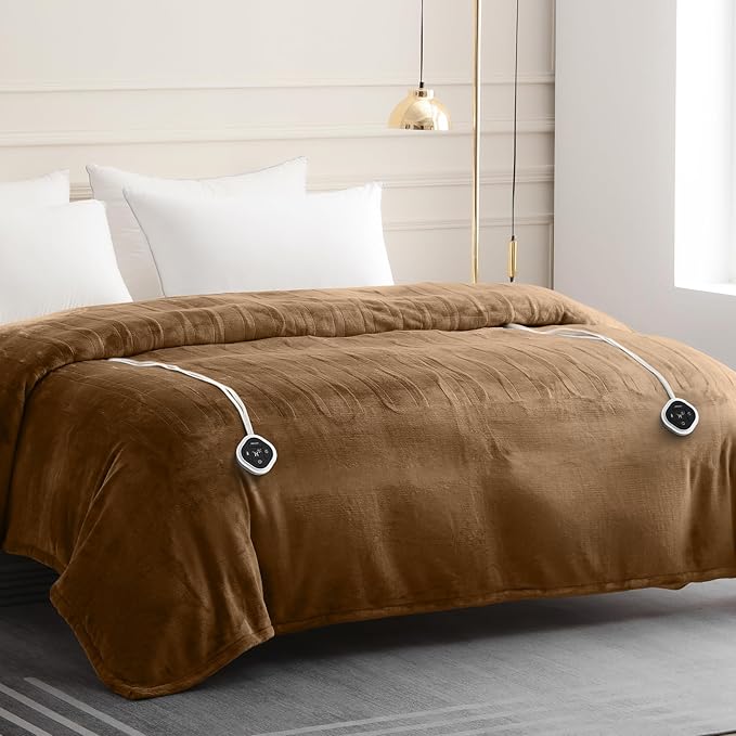 HOMLYNS LuxeHeat Heated Blanket Electric Blanket King Size, Soft Flannel Sherpa - Image 7